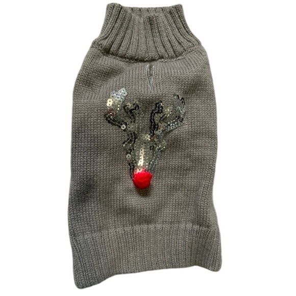 Knit Grey Rudolph Sweater - Picture 1 of 5